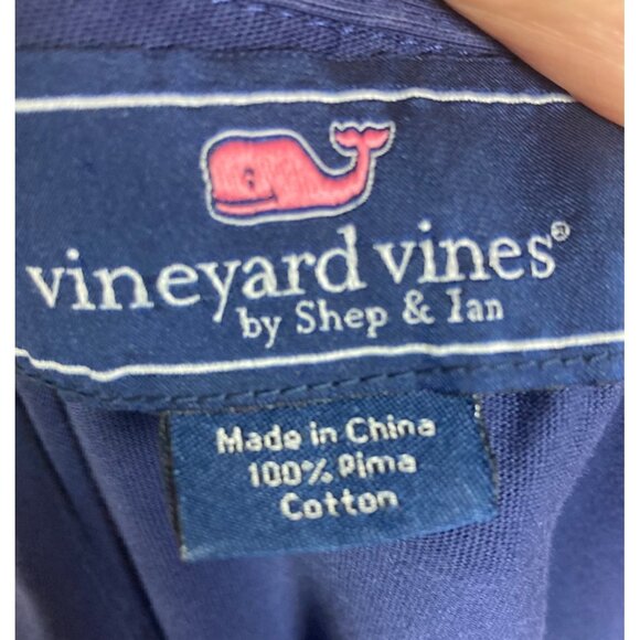 Vineyard Vines Blue Polo Shirt Large Mens Pima Cotton Plaid Underside Collar - Picture 4 of 8